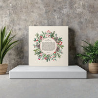 Luke 2 Holly Berry Wreath Canvas Print, Christmas Story Bible Verse Canvas, Watercolor Scripture Canvas Wall Art, Christian Xmas Decor