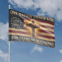 One Nation Under God House Flag | 250 Years of Blessings 1776-2026 Americana Design | Premium Double-Sided Polyester | Patriotic Gift for Home Decor Lovers