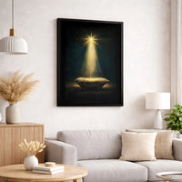 Holy Manger Christian Canvas Print, Star of Bethlehem Nativity Canvas Wall Art, Religious Christmas Scene Decor, Holiday Faith Home Present