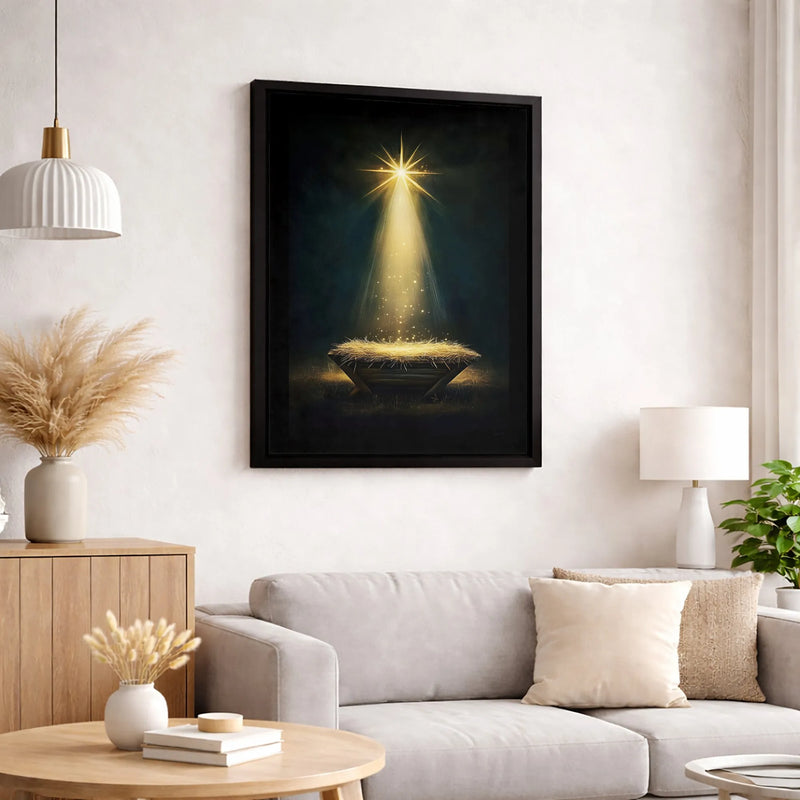 Holy Manger Christian Canvas Print, Star of Bethlehem Nativity Canvas Wall Art, Religious Christmas Scene Decor, Holiday Faith Home Present