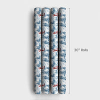 SUP Christmas Gift Wrap, Paddleboarding Santa Wrapping Paper, Winter Forest Holiday Present Paper, Adorable Coastal Xmas Gift Wrap Roll