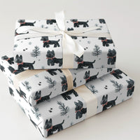 Scottie Christmas Gift Wrap, Scottish Terrier Wrapping Paper, Watercolor Dog Wrapping Paper, Black Scottie Present Wrap, Holiday Dog Paper