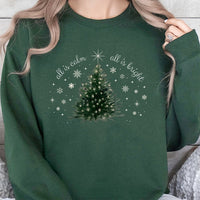Aesthetic Christmas Tree Crewneck, All Is Calm All Is Bright Sweatshirt, Comfy Holiday Graphic Pullover, Winter Xmas Sweater, Festive Present