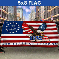 250 Years of Freedom American Flag | Betsy Ross 1776-2026 Commemorative Design | UV-Resistant Polyester | Patriotic Home & Garden Decor