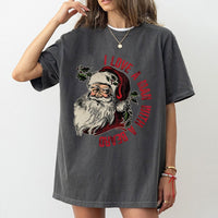 Vintage Santa Graphic Tee, I Love a Man with a Beard Christmas Shirt, Humorous Holiday Couple T-Shirt, Retro Xmas Tee, Festive Present for Her