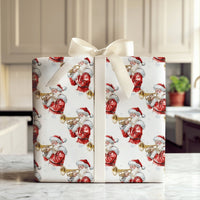 Christmas Musician Wrapping Paper Roll, Watercolor Santa Trumpet Wrapping Paper, Vintage Santa Gift Wrap, Holiday Music Wrapping Paper Roll