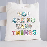You Can Do Hard Things Colorful Printed Canvas Tote Bag