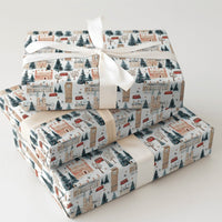 Big Ben Double-Decker Bus Gift Wrap, London Christmas Wrapping Paper, British Cityscape Present Paper, London Holiday Wrapping Paper