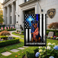 Rottweiler American Flag Garden Flag | 250 Years of Freedom Thin Blue Line | Double-Sided Polyester | Patriotic Christian Home Decor