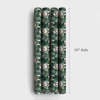 Festive Green Dog Christmas Gift Wrap, English Bulldog Pine Wreath Wrapping Paper, Watercolor Bulldog Holiday Wrapping Paper, Pet Lover Wrap