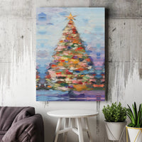 Textured Oil Holiday Poster, Abstract Impasto Christmas Tree Canvas Print, Winter Festive Wall Art, Printable Digital Download