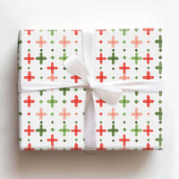 Red Green Plus Sign Gift Wrap, Geometric Christmas Wrapping Paper, Modern Holiday Wrapping Paper, Minimalist Festive Gift Wrapping Paper