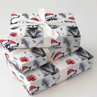 Adorable Animal Holiday Gift Wrap, Santa Hat Raccoon Wrapping Paper, Watercolor Christmas Raccoon Paper, Winter Forest Wrapping Paper Roll