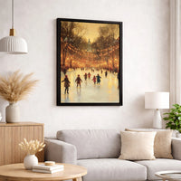Impressionist City Street Canvas Print, Winter Ice Skating Canvas Art, Comfy Christmas Scene Wall Decor, Seasonal Winter Holiday Canvas Present