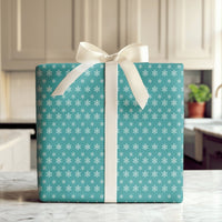 Winter Wonderland Gift Wrap, Teal Snowflake Wrapping Paper, White Snowflake Wrapping Paper, Festive Holiday Christmas Wrapping Paper