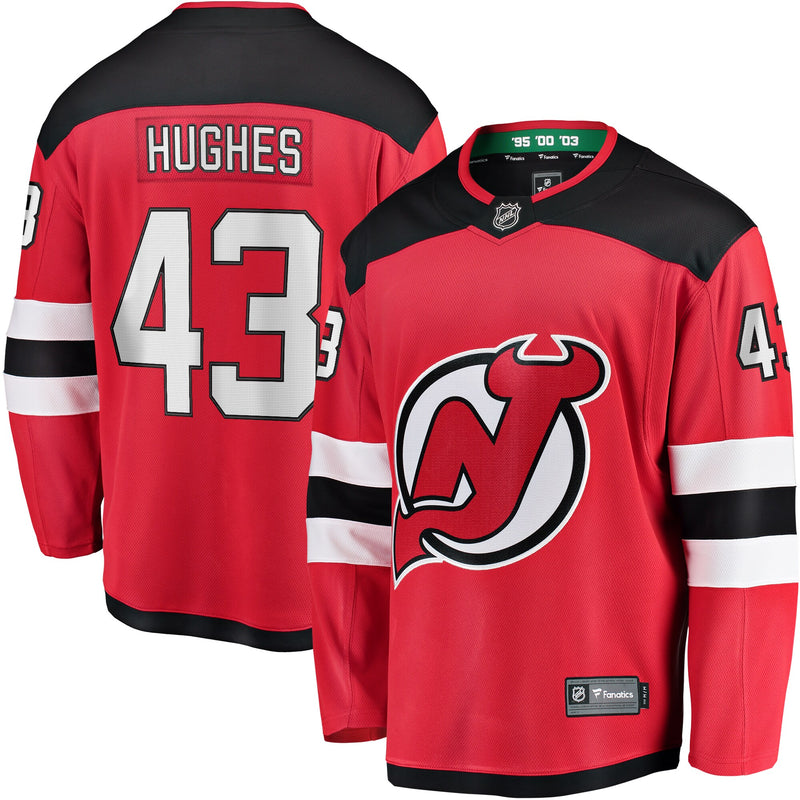 New Jersey Devils Luke Hughes Red Home Breakaway Player Jersey