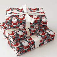 Watercolor Caroler Christmas Gift Wrap, Singing Santa Wrapping Paper, Dark Blue Holiday Wrapping Paper, Caroling Gift Wrap Roll