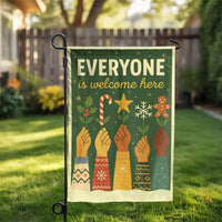 Inclusive Christmas Yard Flag, Everyone Is Welcome Here Garden Flag, Holiday Winter Lawn Banner, Seasonal Porch Flag, Xmas Home Decor