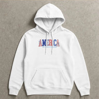 America 250 Years of Freedom Hoodie | Patriotic Red White Blue Patterned Letters | Soft Cotton-Polyester Blend | 4th of July Gift for Patriots