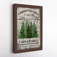 Rustic Vintage Holiday Canvas Wall Art, Christmas Tree Farm Canvas Print, Farmhouse Winter Scenery Canvas Decor, Christmas Present