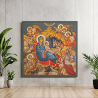 Byzantine Mary and Jesus Printable Wall Art, Nativity Orthodox Icon Digital Download, Christian Christmas Religious Print