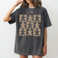 Distressed Christmas Cookie Shirt, Checkered Gingerbread Man T-Shirt, Retro Gingerbread Holiday Graphic Tee, Adorable Winter Xmas Holiday Shirt