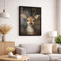 Whimsical Holiday Animal Canvas Print, Red Nosed Reindeer Canvas Wall Art, Christmas Reindeer Wall Decor, Festive Winter Home Art Present