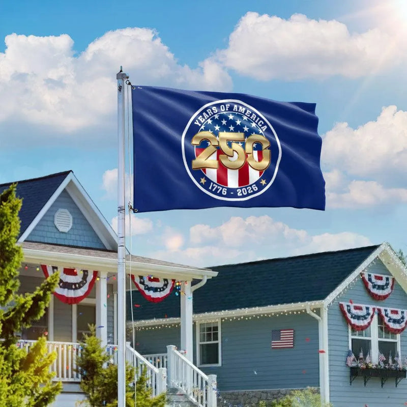 250 Years of America House Flag | 1776-2026 Semiquincentennial Commemorative | Double-Sided Patriotic Grommet Flag | Premium Weather-Resistant Polyester