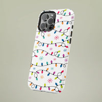 Holiday String Lights Snowflakes iPhone Phone Case, Colorful Christmas Lights Phone Case iPhone, Festive Winter Phone Cover, Xmas Present