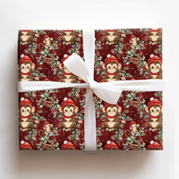 Adorable Santa Hat Monkey Gift Wrap, Christmas Monkey Wrapping Paper, Festive Winter Animal Wrapping Paper, Holiday Gift Wrapping Paper