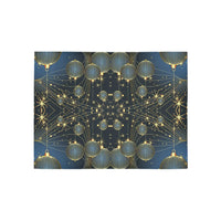 Navy Blue Holiday Hallway Rug, Gold Ornaments Christmas Runner Rug, Festive Xmas Floor Runner, Kitchen Carpet Mat, Winter Decor Present