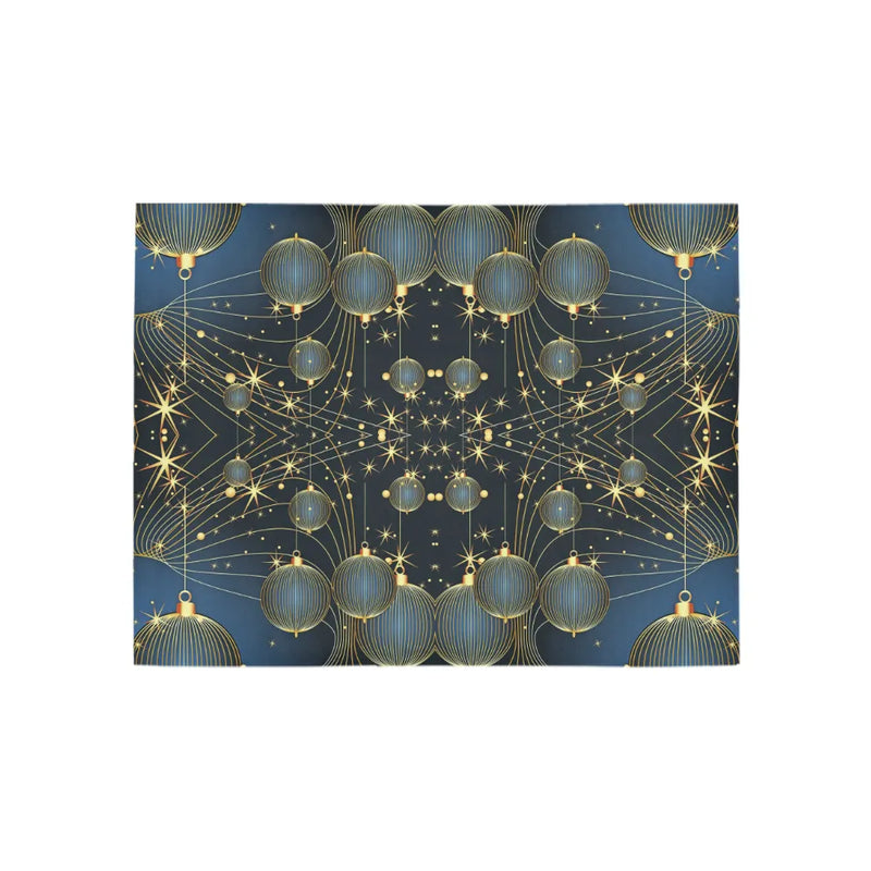 Navy Blue Holiday Hallway Rug, Gold Ornaments Christmas Runner Rug, Festive Xmas Floor Runner, Kitchen Carpet Mat, Winter Decor Present