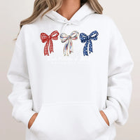 Patriotic Coquette Bow Sweatshirt | America 250 Years Graphic | Soft Cotton Blend | 4th of July Gift for Women