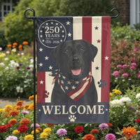 Patriotic Black Labrador Garden Flag | US 250 Years Semiquincentennial Welcome | Double Sided Premium Polyester | Outdoor Yard Decor Gift for Dog Lovers