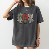 Coquette Bow Festive Camouflage Holiday Tee, Camo Christmas Tree T-Shirt, Southern Country Hunting Xmas Shirt, Hunting Lover Graphic Tee