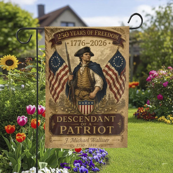 Patriotic Garden Flag | 250 Years of Freedom Revolutionary War Soldier Design | Double-Sided Weather-Resistant Polyester | Gift for History Enthusiast