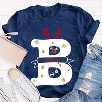 Reindeer Antlers Merry Christmas T-Shirt, Personalized Teacher Christmas Shirt, Custom Teacher Holiday Tee, Teacher Christmas Present