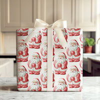 Retro Christmas Gift Wrap, Vintage Santa Claus Wrapping Paper, Nostalgic Holiday Wrapping Paper, Classic Santa Figure Gift Wrap Roll