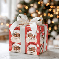 Painterly Holiday Gift Wrap, Black Santa Christmas Wrapping Paper, Inclusive Xmas Wrapping Paper, Black Santa Claus Gift Wrapping Paper Roll