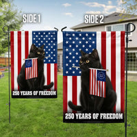 250 Years of Freedom Garden Flag | Black Cat Americana Design | Double-Sided Polyester | Patriotic Yard Decor Gift