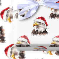 Santa Hat Eagle Gift Wrap Roll, Patriotic Bald Eagle Christmas Wrapping Paper, Holiday Bird Wrapping Paper, American Patriotic Gift Wrap
