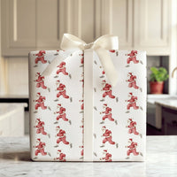 Jogging Claus Gift Wrap, Running Santa Christmas Wrapping Paper, Watercolor Runner Wrapping Paper, Humorous Holiday Fitness Wrapping Paper