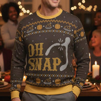 Humorous Holiday Mashup Sweater, Oh Snap Wishbone Thanksgiving Ugly Christmas Sweatshirt, Autumn Xmas Crewneck, Fall Season Pullover