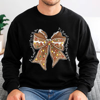 Coquette Holiday Cookie Sweater, Gingerbread Bow Christmas Sweatshirt, Adorable Xmas Graphic Crewneck, Winter Pullover, Festive Present for Women