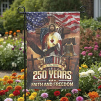 Patriotic Christian Garden Flag | 250 Years Faith and Freedom Jesus & USA Flag | Double Sided Premium Polyester | 1776-2026 Semiquincentennial Yard Decor Gift