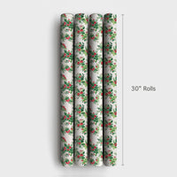 Traditional Christmas Gift Wrap, Watercolor Holly Berries Wrapping Paper, Botanical Holiday Wrapping Paper, Classic Winter Gift Wrap Roll
