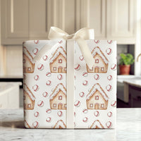 Sports Holiday Gift Wrap, Baseball Gingerbread Christmas Wrapping Paper, Baseball House Wrapping Paper Roll, Xmas Baseball Fan Gift Wrap