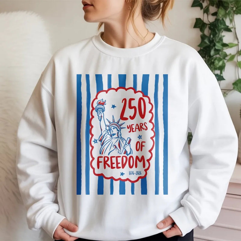250 Years of Freedom Sweatshirt | Statue of Liberty 1776-2026 Commemorative Design | Soft Cotton Polyester Blend | Patriotic Gift for History Lovers