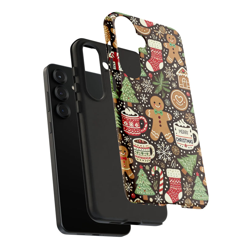 Adorable Holiday Cookies Galaxy Case, Christmas Gingerbread Phone Case for Samsung, Festive Winter Dual Layer Tough Cover, Xmas Present