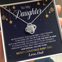 14k White Gold Over Stainless Steel Pendant Necklace, Love Knot Necklace for Daughter from Dad, Sentimental Christmas Keepsake Jewelry